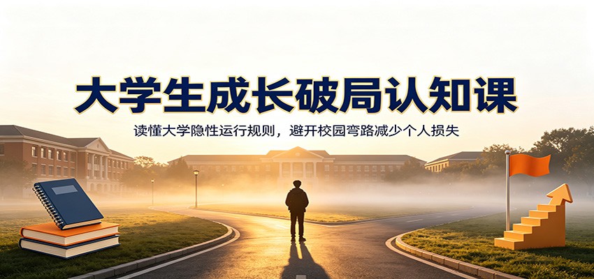 大学生成长破局认知课:读懂大学隐性运行规则,避开校园弯路减少个人损失-靠谱项目库