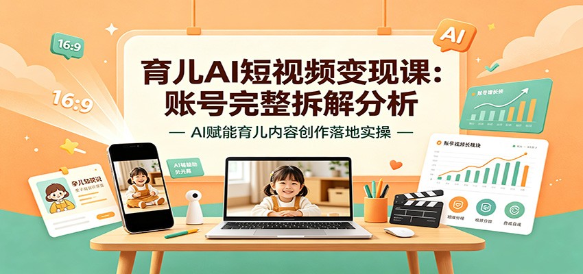 育儿AI短视频变现课：账号完整拆解分析，AI赋能育儿内容创作落地实操-靠谱项目库