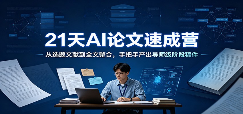 21天AI论文速成营：从选题文献到全文整合，手把手产出导师级阶段稿件-靠谱项目库