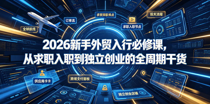2026新手外贸入行必修课，从求职入职到独立创业的全周期干货-靠谱项目库