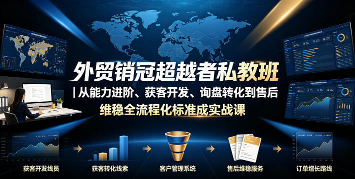 外贸销冠超越者私教班|从能力进阶、获客开发、询盘转化到售后维稳全流程标准化成交实战课-靠谱项目库