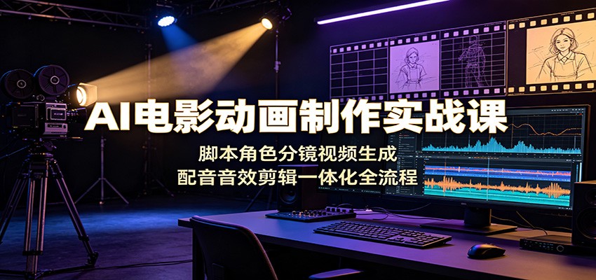 AI电影动画制作实战课：脚本角色分镜视频生成，配音音效剪辑一体化全流程-靠谱项目库
