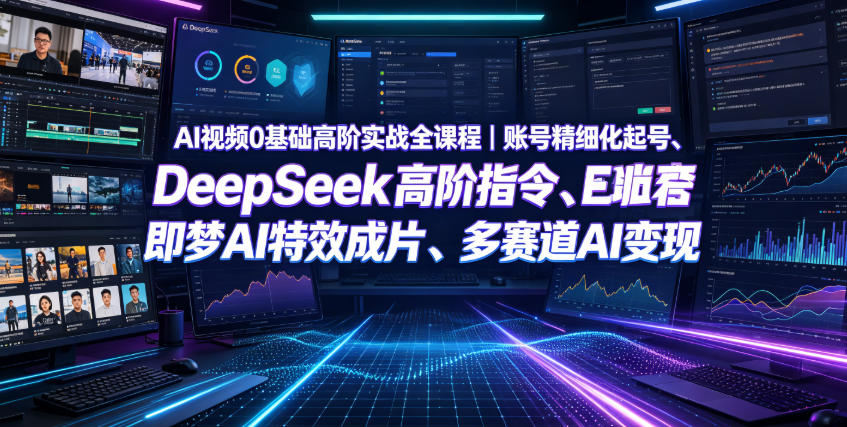 AI视频0基础高阶实战全课程|账号精细化起号、DeepSeek高阶指令、即梦AI特效成片、多赛道AI短视频量产变现-靠谱项目库