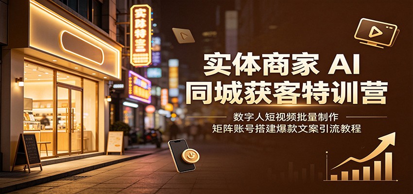 实体商家AI同城获客特训营：数字人短视频批量制作，矩阵账号搭建爆款文案引流教程-靠谱项目库