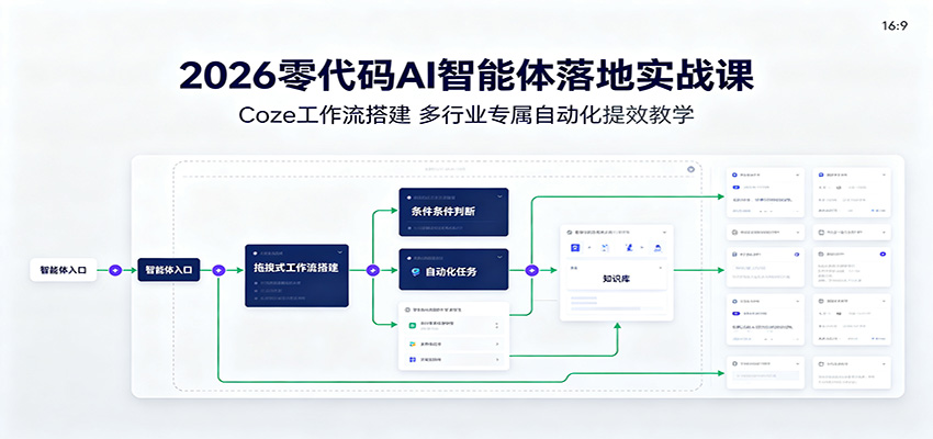 2026零代码AI智能体落地实战课：Coze工作流搭建，多行业专属自动化提效教学-靠谱项目库