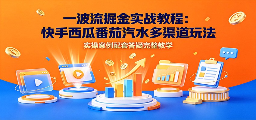 一波流掘金实战教程：快手西瓜番茄汽水多渠道玩法，实操案例配套答疑完整教学-靠谱项目库