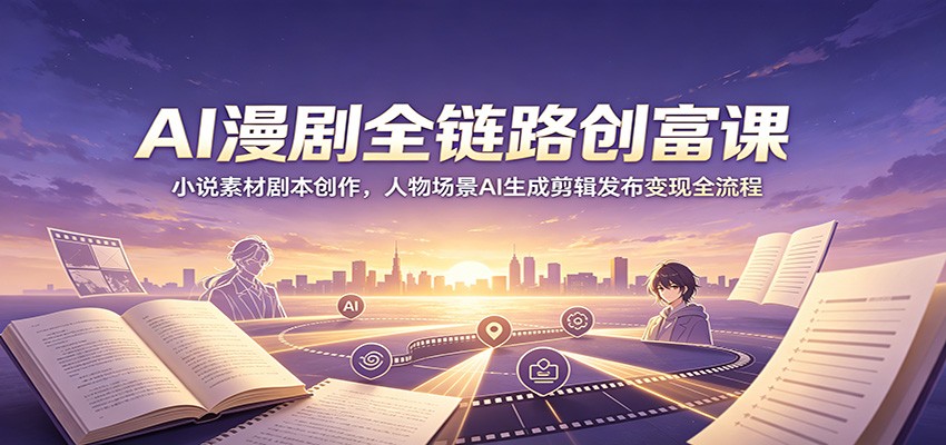 AI漫剧全链路创富课：小说素材剧本创作，人物场景AI生成剪辑发布变现全流程-靠谱项目库
