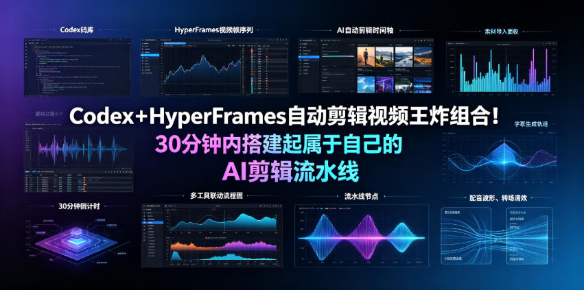 Codex+HyperFrames自动剪辑视频王炸组合!30分钟内搭建起属于自己的AI剪辑流水线(完整版实操教程手册)-靠谱项目库