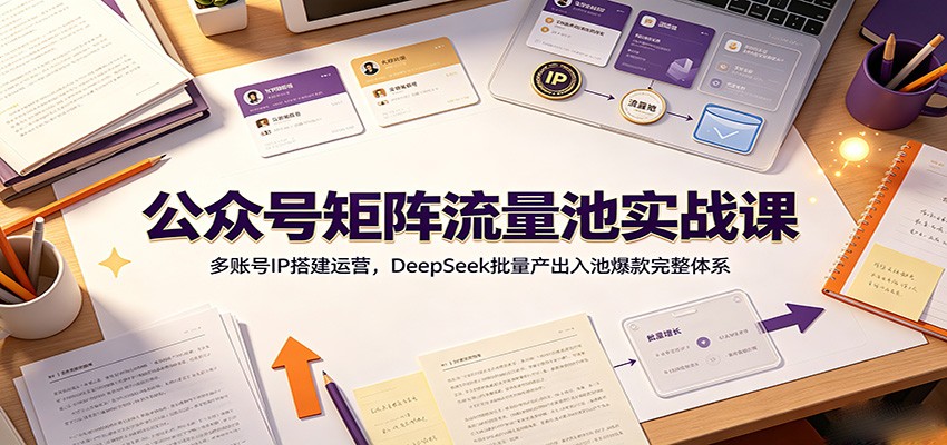 公众号矩阵流量池实战课：多账号IP搭建运营，DeepSeek批量产出入池爆款完整体系-靠谱项目库