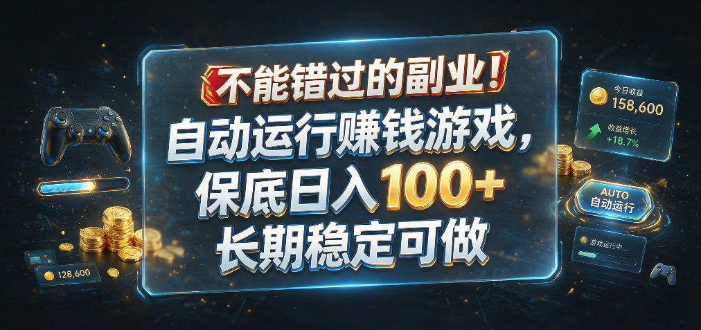 不能错过的副业！自动运行賺钱游戏，保底日入100+，长期稳定可做【揭秘】-靠谱项目库