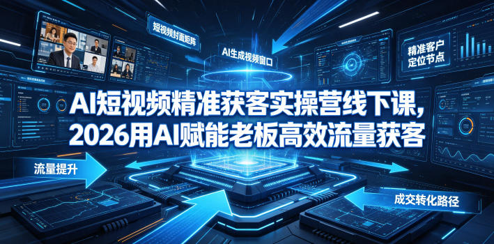 AI短视频精准获客实操营6月10-14号线下课,2026用AI赋能老板高效流量获客-靠谱项目库