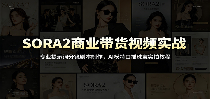 SORA2商业带货视频实战:专业提示词分镜剧本制作,AI模特口播珠宝实拍教程-靠谱项目库