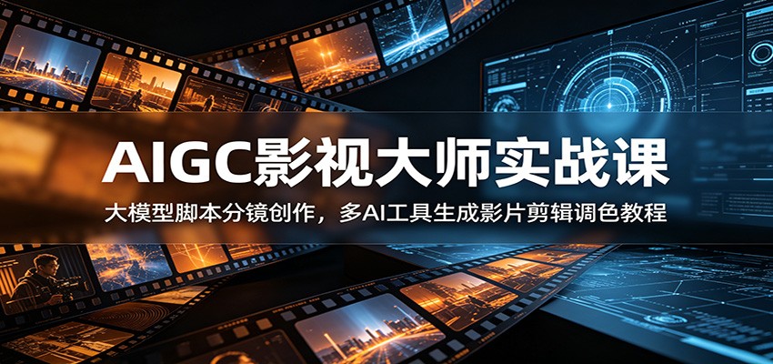 AIGC影视大师实战课:大模型脚本分镜创作,多AI工具生成影片剪辑调色教程-靠谱项目库