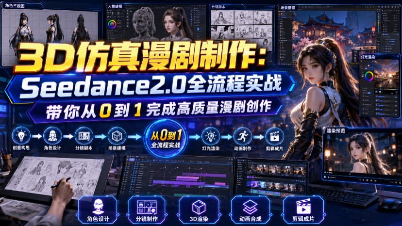 3D仿真漫剧制作：Seedance2.0全流程实战，带你从0到1完成高质量漫剧创作-靠谱项目库