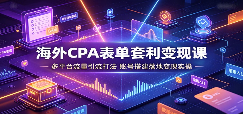 海外CPA表单套利变现课：多平台流量引流打法，账号搭建落地变现实操-靠谱项目库