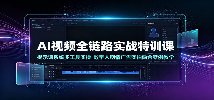 AI视频全链路实战特训课：提示词系统多工具实操，数字人剧情广告实拍融合案例教学-靠谱项目库