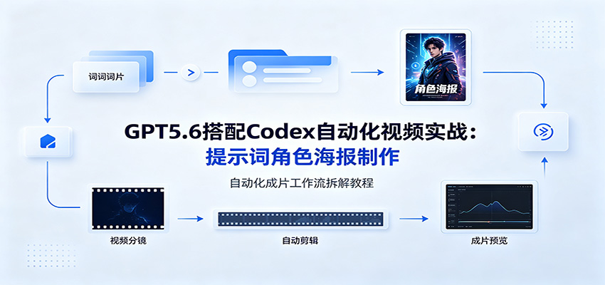 GPT5.6搭配Codex自动化视频实战：提示词角色海报制作，自动化成片工作流拆解教程-靠谱项目库