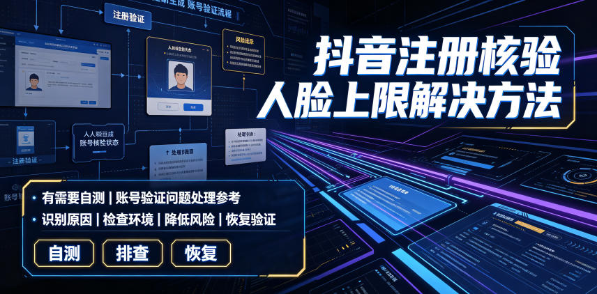 抖音注册核验人脸上限解决方法,有需要自测-靠谱项目库