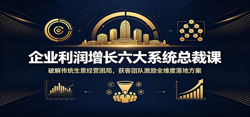 企业利润增长六大系统总裁课:破解传统生意经营困局,获客团队激励全维度落地方案-靠谱项目库