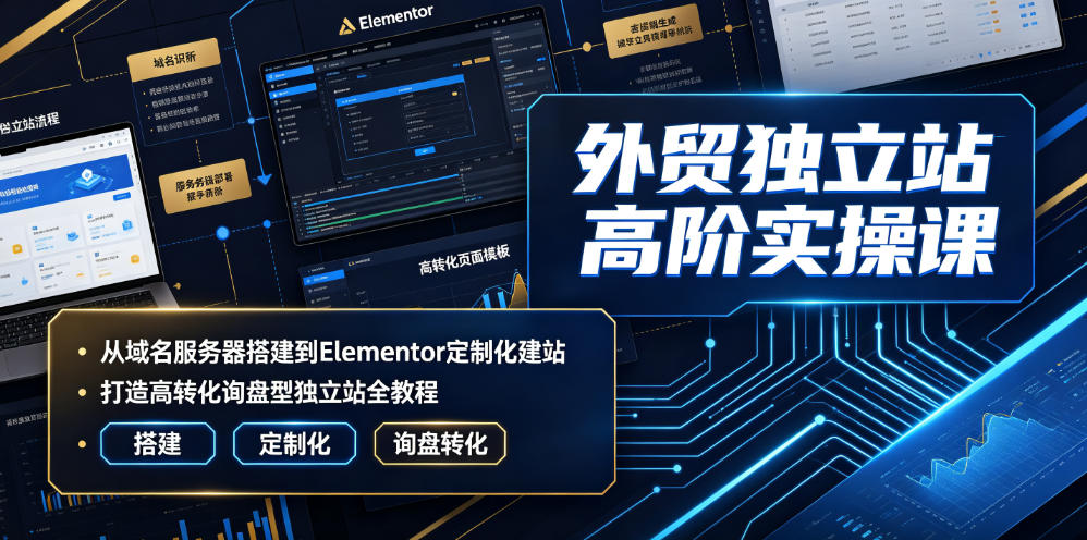 外贸独立站高阶实操课｜从域名服务器搭建到Elementor定制化建站，打造高转化询盘型独立站全教程-靠谱项目库