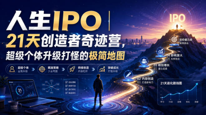 人生IPO︱21天创造者奇迹营，​超级个体升级打怪的极简地图-靠谱项目库