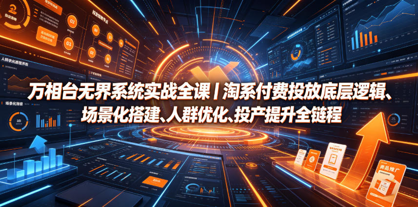 万相台无界系统实战全课｜淘系付费投放底层逻辑、场景化搭建、人群优化、投产提升全链路运营教程-靠谱项目库