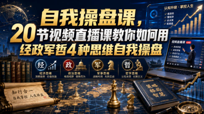 自我操盘课，20节视频直播课教你如何用经政军哲4种思维自我操盘-靠谱项目库