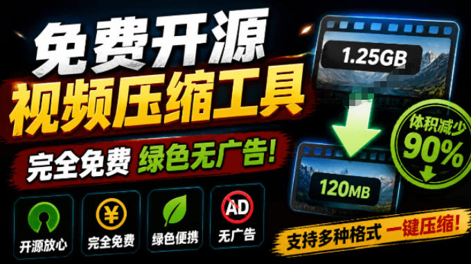 Github开源视频压缩瘦身工具，轻松压缩90%，并保持画质清晰，完全免费绿色无广告！VideoSlim-靠谱项目库