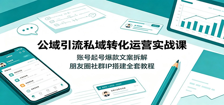 公域引流私域转化运营实战课：账号起号爆款文案拆解，朋友圈社群IP搭建全套教程-靠谱项目库