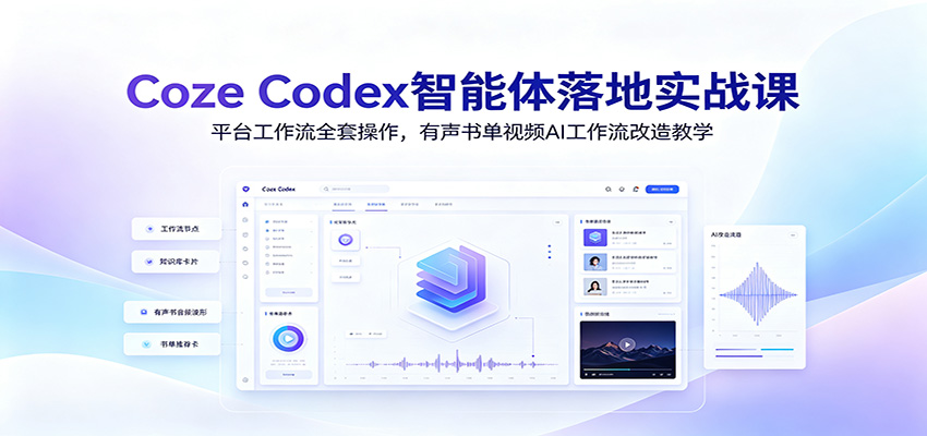 Coze Codex智能体落地实战课:平台工作流全套操作,有声书单视频AI工作流改造教学-靠谱项目库