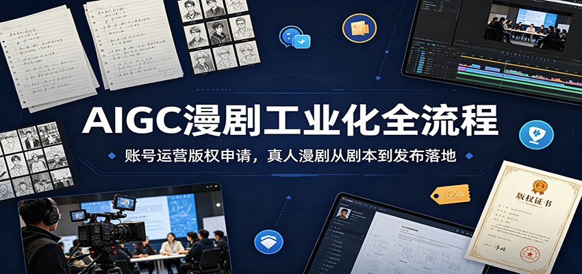 AIGC漫剧工业化全流程:账号运营版权申请,真人漫剧从剧本到发布落地-靠谱项目库