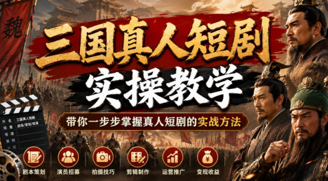 三国真人短剧实操教学，带你一步步掌握真人短剧的实战方法-靠谱项目库