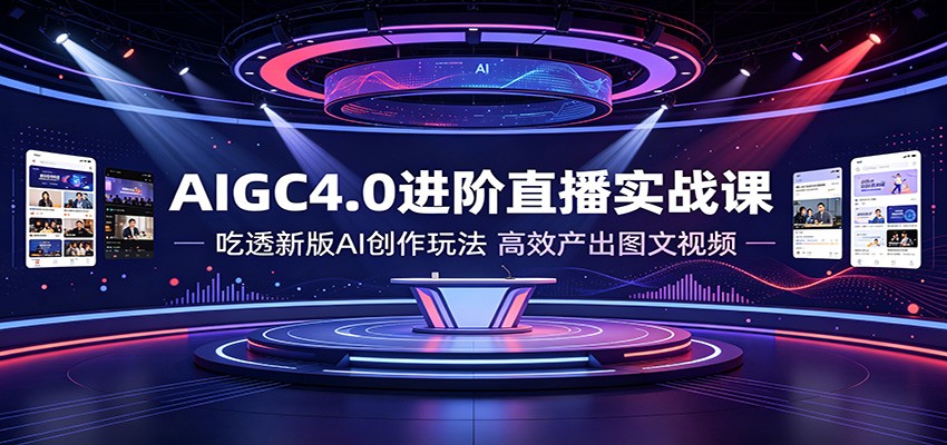AIGC4.0进阶直播实战课:吃透新版AI创作玩法,高效产出图文视频-靠谱项目库