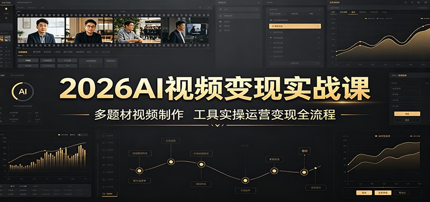 2026AI视频变现实战课：多题材视频制作，工具实操运营变现全流程-靠谱项目库