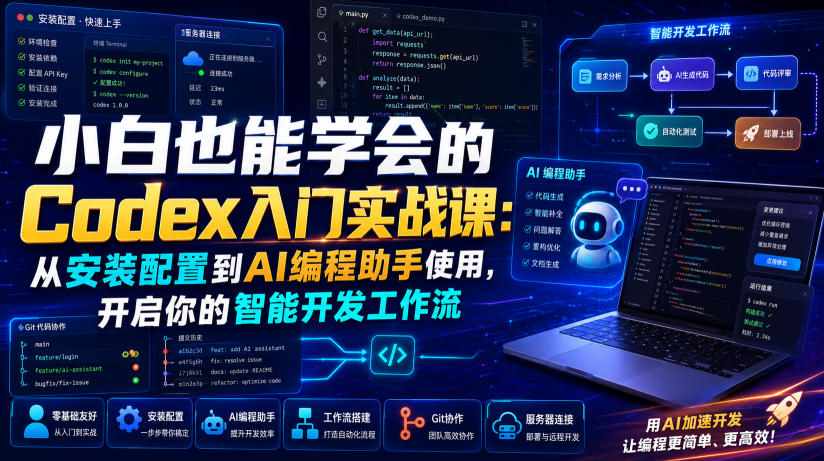 小白也能学会的Codex入门实战课：从安装配置到AI编程助手使用，开启你的智能开发工作流-靠谱项目库