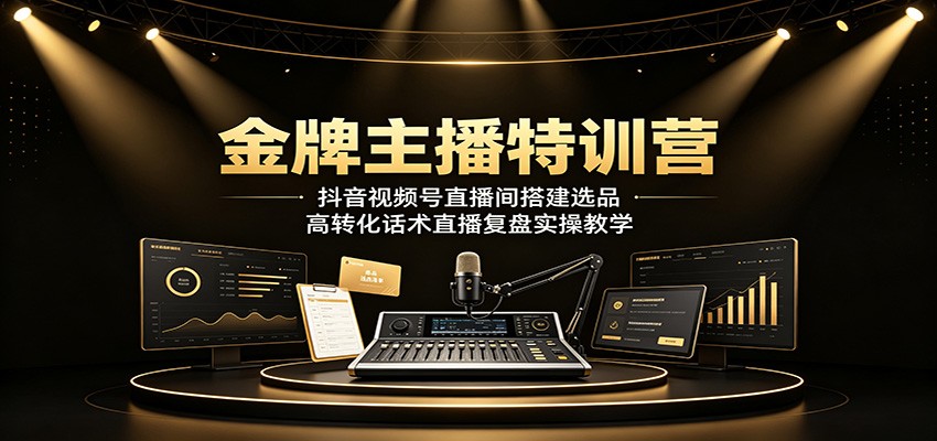 金牌主播特训营：抖音视频号直播间搭建选品，高转化话术直播复盘实操教学-靠谱项目库