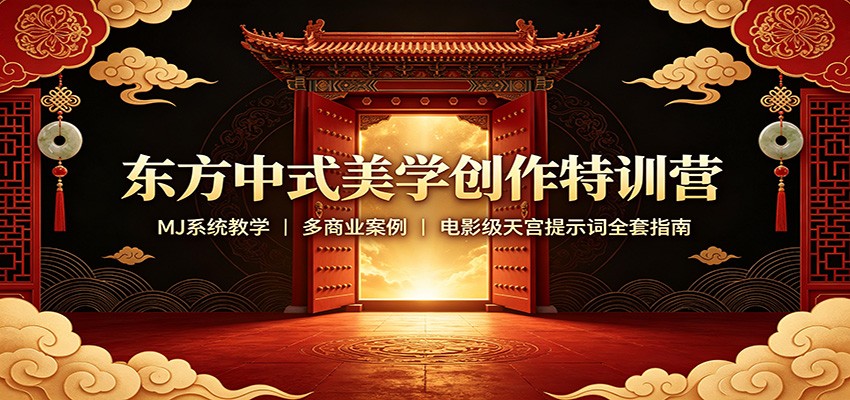 东方中式美学创作特训营:MJ系统教学,多商业案例,电影级天宫提示词全套指南-靠谱项目库