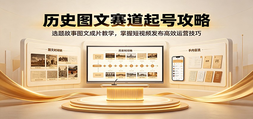 历史图文赛道起号攻略：选题故事图文成片教学，掌握短视频发布高效运营技巧-靠谱项目库