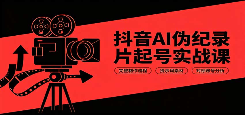 抖音AI伪纪录片起号实战课：完整制作流程，提示词素材，对标账号分析-靠谱项目库