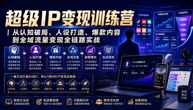 超级IP变现训练营｜从认知破局、人设打造、爆款内容到全域流量变现全链路实战-靠谱项目库