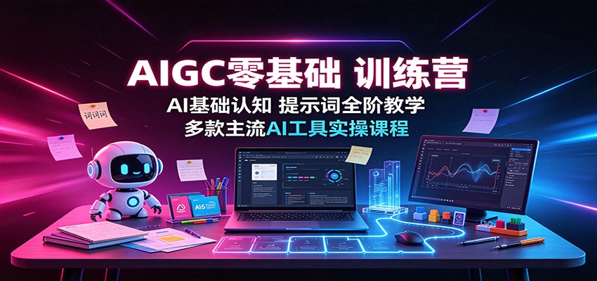AIGC零基础训练营:AI基础认知,提示词全阶教学,多款主流AI工具实操课程-靠谱项目库