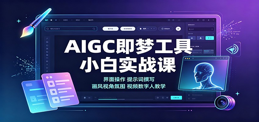 AIGC即梦工具小白实战课:界面操作,提示词撰写,画风视角氛围视频数字人教学-靠谱项目库