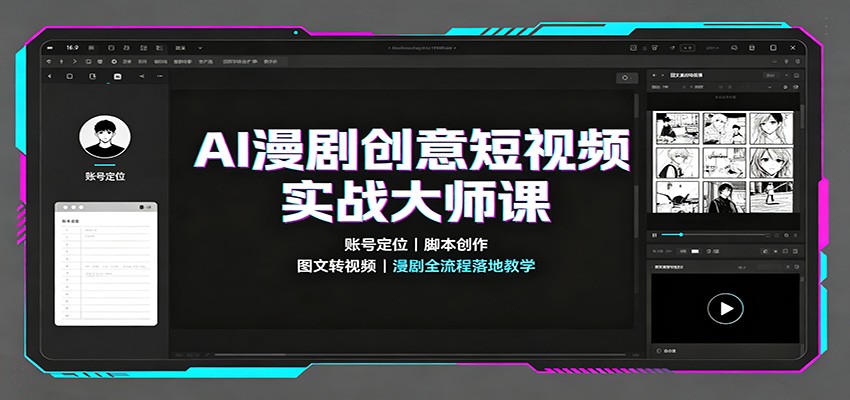 AI漫剧创意短视频实战大师课:账号定位脚本创作,图文转视频,漫剧全流程落地教学-靠谱项目库