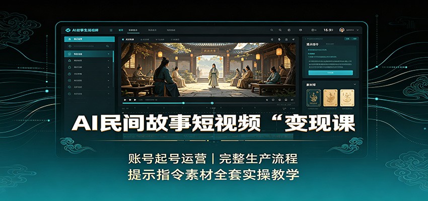 AI民间故事短视频变现课:账号起号运营,完整生产流程,提示指令素材全套实操教学-靠谱项目库