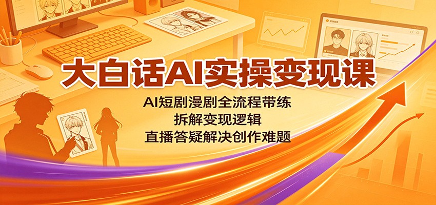 大白话AI实操变现课：AI短剧漫剧全流程带练，拆解变现逻辑，直播答疑解决创作难题-靠谱项目库